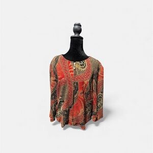 Joseph Ribkoff Artistic Red and Black Blouse size 14